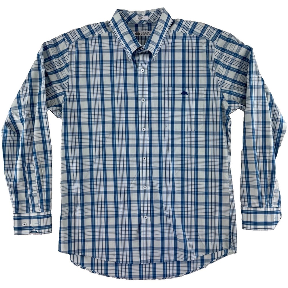 Onward Reserve Non Iron Button Up Shirt‎ Mens XL Blue Plaid